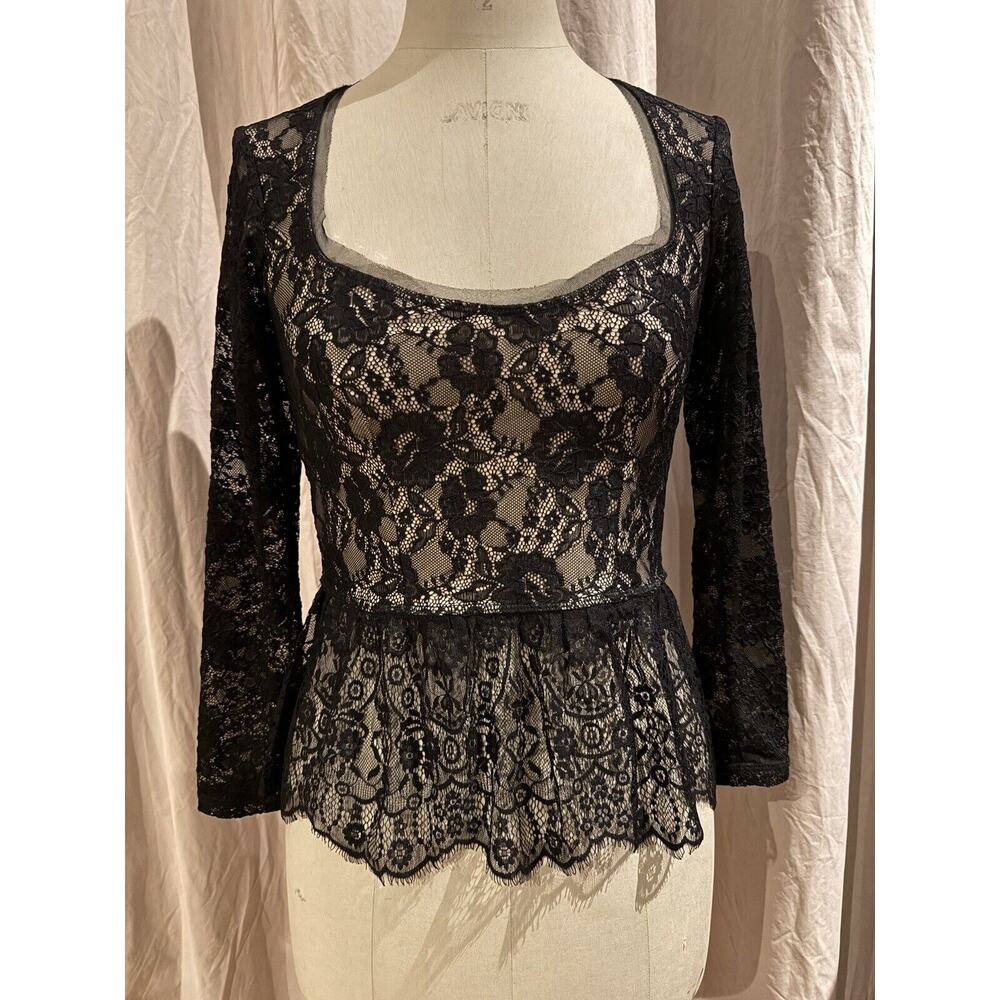VTG Ann Ferriday Lace Peplum Top Unworn M
